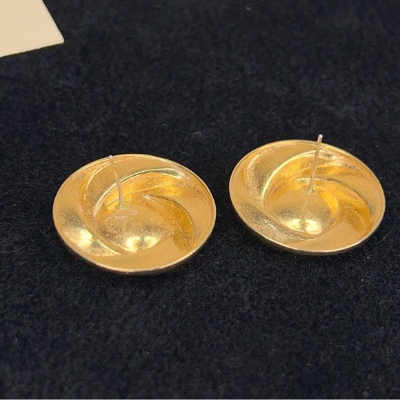 Vintage Avon  1987 Opulent Swirl Stud Earrings - Gold Tone Post Back Retro - Picture 2 of 7